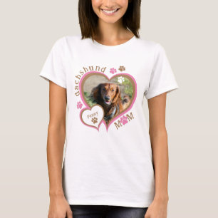 Cute Dachshund Mom Custom Photo Personalized T-Shirt