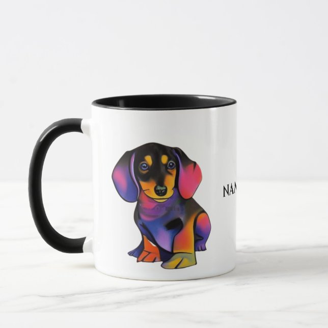 Cute DACHSHUND mug/cup with editable name Mug (Left)