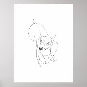 Cute Dachshund Mug – Line Art Sausage Dog Poster