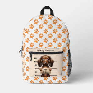 Cute Dachshund Not Guilty Printed Backpack