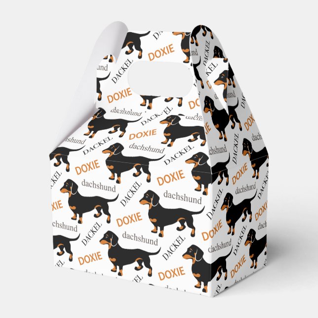 Cute Dachshund or Doxie Pattern Favor Box (Front Side)