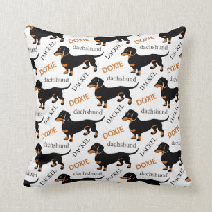 Cute Dachshund or Doxie Pattern Throw Pillow