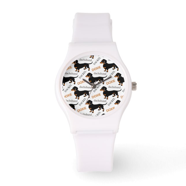 Cute Dachshund or Doxie Pattern Watch (Front)