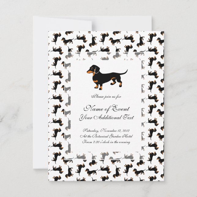 Cute Dachshund Pattern Invitation (Front)