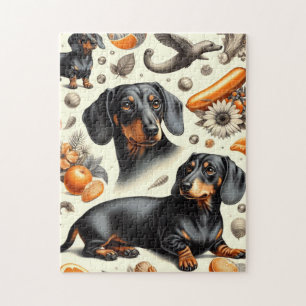 Cute Dachshund Pattern Jigsaw Puzzle