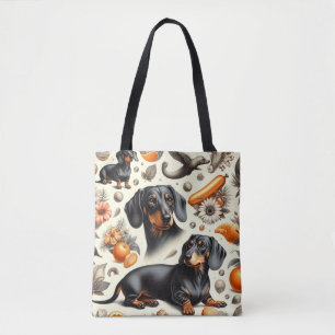 Cute Dachshund Pattern Tote Bag