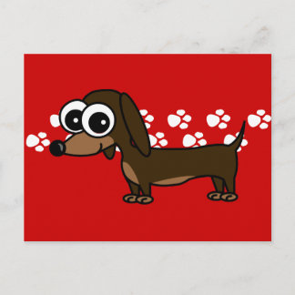 Cute Dachshund Pawprint Postcard