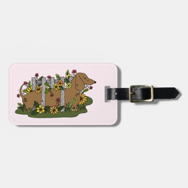 Cute Dachshund Personalized Luggage Tag (Front Horizontal)