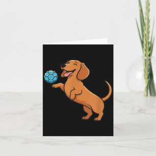 Cute Dachshund Playing Soccer Ball Happy Puppy Dog Card