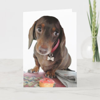 Cute dachshund Pluto sorry face greeting card