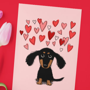 Cute Dachshund Puppy Valentine Holiday Card