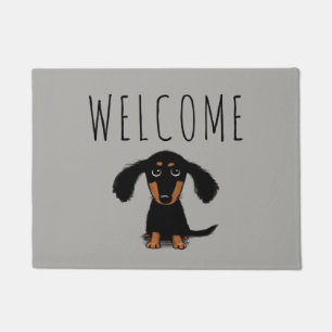 Cute Dachshund Puppy with Custom Text Doormat