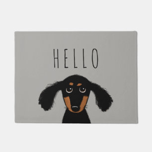 Cute Dachshund Puppy with Custom Text Doormat