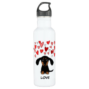Cute Dachshund Puppy with Valentine Hearts 710 Ml Water Bottle