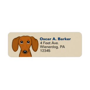Cute Dachshund Return Address   Red Short Haired