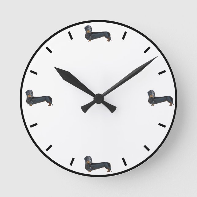 Cute Dachshund Round Clock (Front)