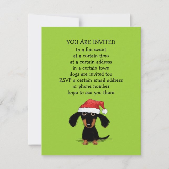 Cute Dachshund Santa Clause Christmas Party Invitation (Front)