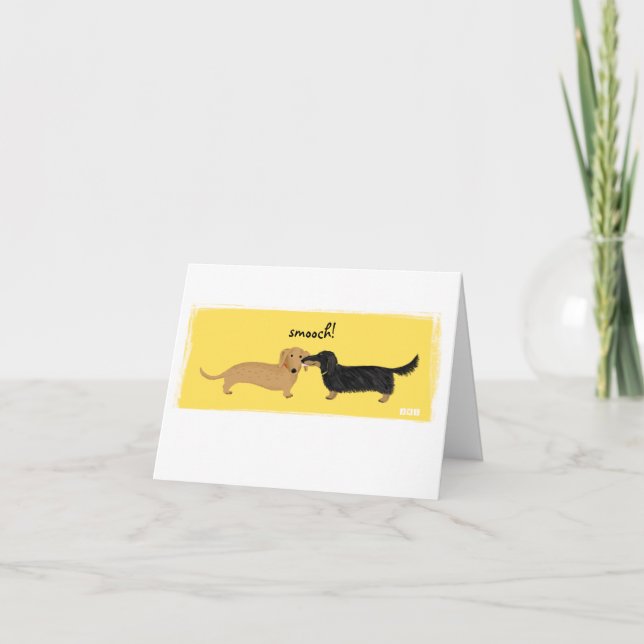 Cute Dachshund Smooch | Carte d'amour Wiener Dogs (Devant)