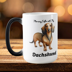 Cute Dachshund Soft Brown Morning Personalize Magic Mug