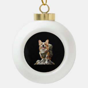 Cute Dachshund Stylish Little Hunting Dog Ceramic Ball Christmas Ornament