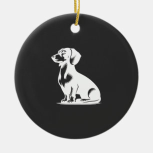 Cute Dachshund Stylish Little Hunting Dog Ceramic Ornament