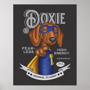 Cute Dachshund Superhero Poster