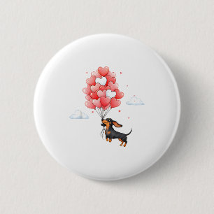 Cute Dachshund Valentine Heart Balloon Dog Lover  2 Inch Round Button
