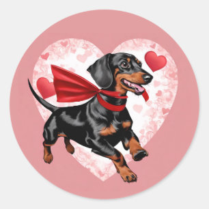 Cute Dachshund Valentines Day  Classic Round Sticker