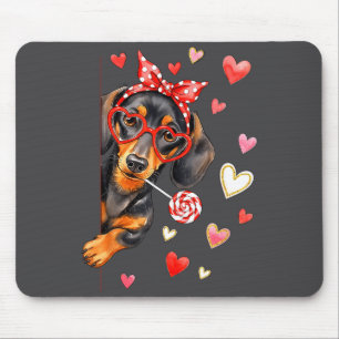 Cute Dachshund Valentines Day Heart Dog Mom Dog Lo Mouse Pad