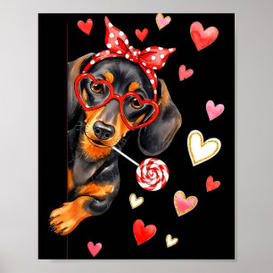 Cute Dachshund Valentines Day Heart Dog Mom Dog Lo Poster