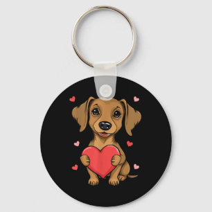 Cute Dachshund Valentines Day Heart Lover Dog Mom Keychain