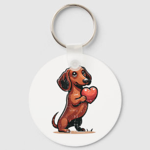Cute Dachshund Valentines Day Heart Lover Dog Mom Keychain