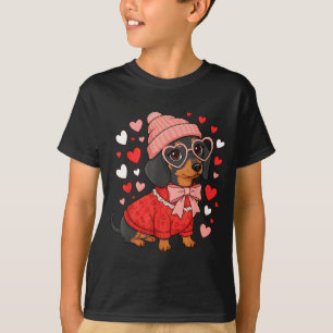 Cute Dachshund Valentine's Day Heart Lover Dog Mom T-Shirt