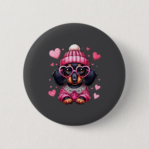 Cute Dachshund Valentines Heart Dog Lover Men Wome 2 Inch Round Button