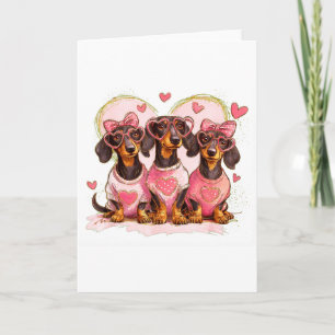 Cute Dachshund Valentines Heart Dog Lover Men Wome Card