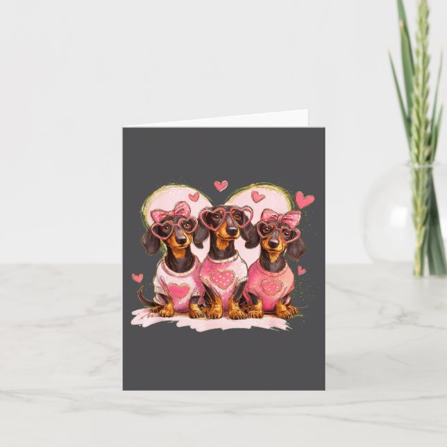 Cute Dachshund Valentines Heart Dog Lover Men Wome Card (Front)