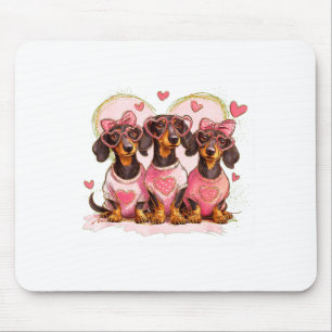 Cute Dachshund Valentines Heart Dog Lover Men Wome Mouse Pad