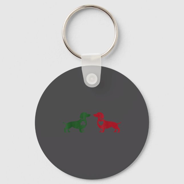 Cute Dachshund Valentines Patrick's Day Lover Dog  Keychain (Front)