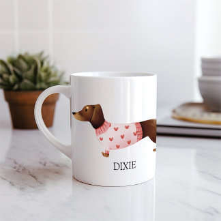 Cute dachshund watercolor customizable coffee mug