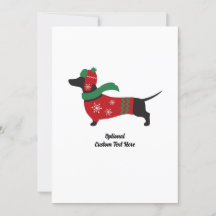 Cute Dachshund Wearing Sweater Christmas Card