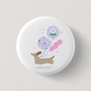 Cute Dachshund Weiner Dog Lover Party Pink 1 Inch Round Button