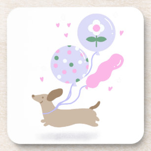 Cute Dachshund Weiner Dog Lover Party Pink Coaster