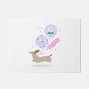 Cute Dachshund Weiner Dog Lover Party Pink Doormat