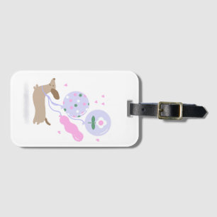 Cute Dachshund Weiner Dog Lover Party Pink Luggage Tag
