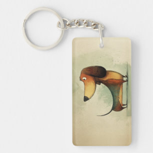 Cute Dachshund – Whimsical Dog Illustration Keychain