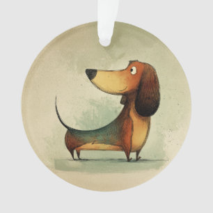 Cute Dachshund – Whimsical Dog Illustration Ornament