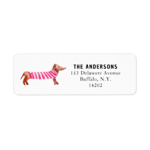 Cute Dachshund Whimsical Watercolor Return Address