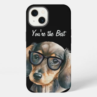 Cute Dachshund with black glasses iPhone 13 Case