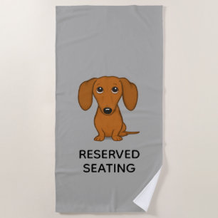 Cute Dachshund with Custom Text Beach Towel
