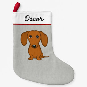 Cute Dachshund with Custom Text Small Christmas Stocking